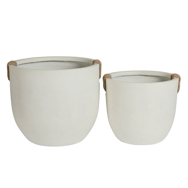 English Elm Round Concrete Sculptural Planter Duo Handcrafted Porous Finish Patio Garden Home W347P465313