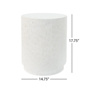 English Elm Outdoor Terrazzo Concrete Drum Table Artisan Speckled Accent for Patio Lounge N773P205008W