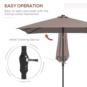 English Elm Outsunny 9' X 7' Solar Led Patio Umbrella With Crank & Tilt - Perfect For Garden, Deck, Poolside Fun! W2225P174172-GIGA