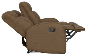 English Elm Brown Dual Reclining Sofa with Pillow Back Cushions and Pull Tab Seats for Living Rooms Brown B361P483239