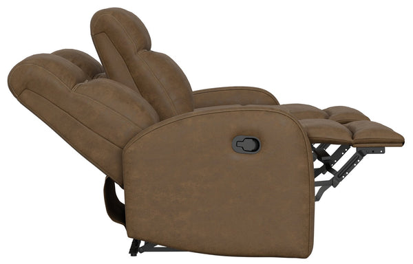 English Elm Brown Dual Reclining Sofa with Pillow Back Cushions and Pull Tab Seats for Living Rooms Brown B361P483239