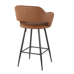 English Elm Margarite Modern Counter Stools Set Of 2 In Black Metal & Brown Faux Leather For Stylish Comfort B202P222354