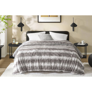 JLA Home Madison Park - Faux Luxurious Reversible Faux Fur Blanket with Plush Faux Mink Reverse, OEKO-TEX Certified Comfort Snow Leopard MP51-8531