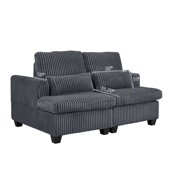 English Elm Fluffy Corduroy Convertible Loveseat Modular Lounge Chair for Bedroom or Apartment Dark Gray W3705S00017
