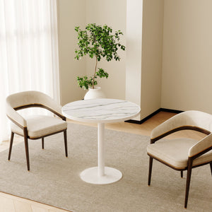 English Elm Round Bistro Dining Table Faux Marble Tulip Base Compact Cafe Style for Small Spaces W3316P457539