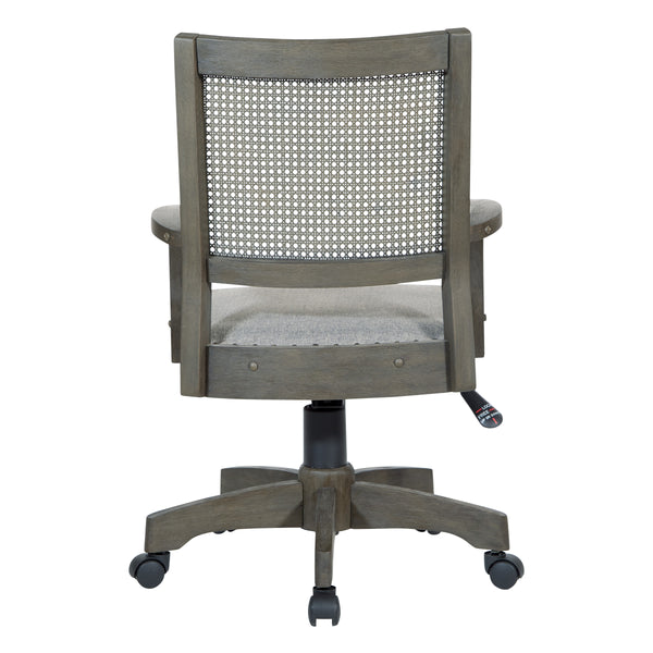 OSP Home Furnishings Dlx Cane Back Bankers Chair Antique Grey / Grey
