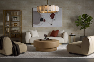 Sunpan Arlo Ottoman - Stylish Faux Leather Design with Comfortable Foam Cushion and Protective Glides Black, Milliken Cognac