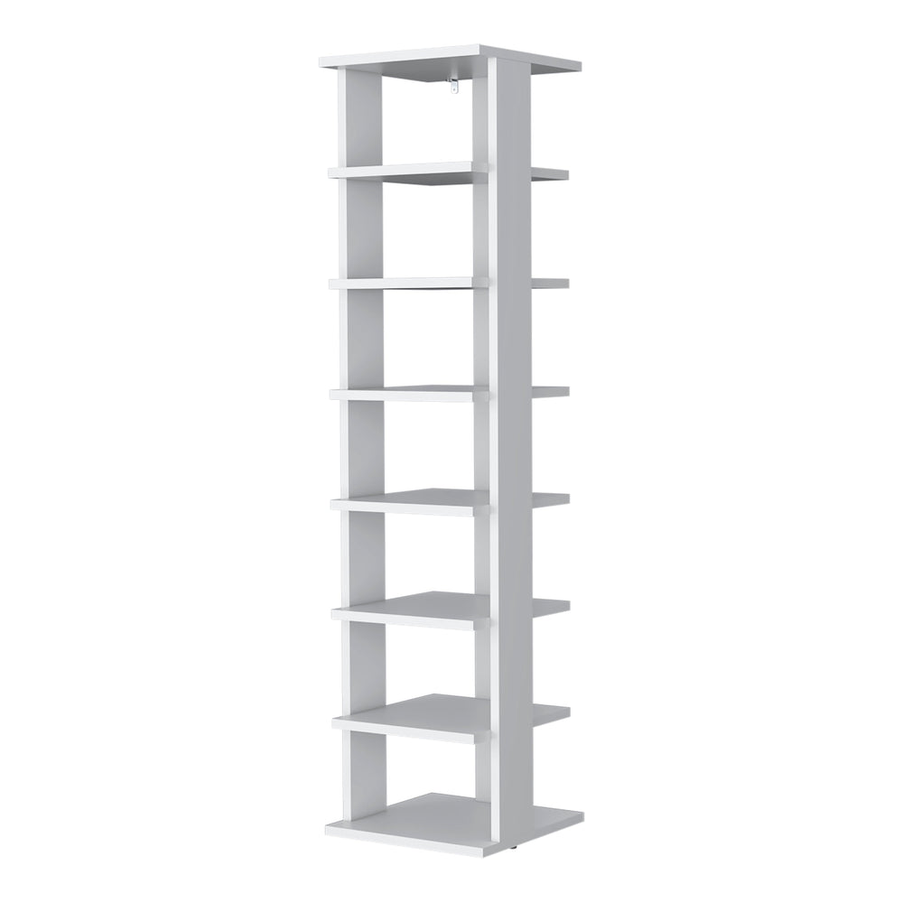 English Elm White 7-Tier Tall Vertical Shoe Rack — Space-Saving 48.7" High White Shelving Unit for Entryway Organizing and Durable Wood-Frame Storage B062P373787