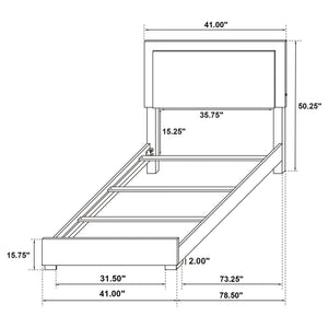 English Elm Jeremiah Twin Panel Bed with Touch Led Headboard Gold Feet Contemporary Bedroom White B062S01752