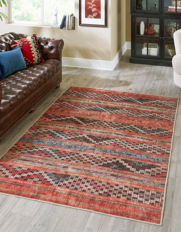 Unique Loom Timeless Andrew Machine Made Geometric Rug Multi, Blue/Gold/Green/Ivory/Rust Red/Pink/Beige/Black/Brown 5' 1" x 8' 0"