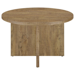 English Elm Larrabee Mango Round Dining Table - Modern Rustic Design With Geometric Base For Stylish Entertaining B062P353241
