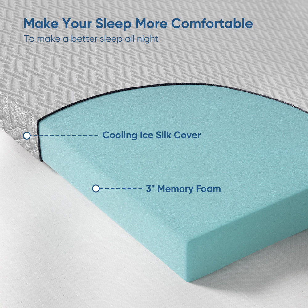 English Elm 3 3-Inch Gel Infused Memory Foam Mattress Topper Cal King Cooling Bamboo Cover Anti-Slip T3950P401150