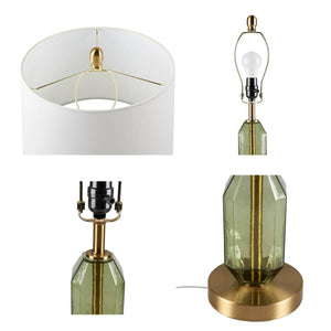 English Elm Faceted Glass Table Lamp with Gold Accents, Sculpted Faceted Base, 26.5"H Statement Lighting Green 17.25 L x 16 W x 16 H B035P264525
