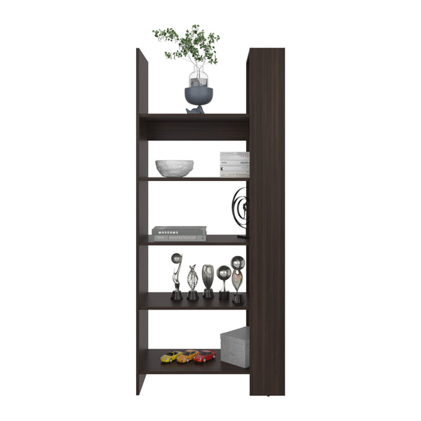 English Elm Bookcase, 5-Shelf Dark Walnut Engineered Wood Tall Organizer – Sturdy Modern Display Storage 67.3"H x 28.6"W x 15.3"D B097P369421