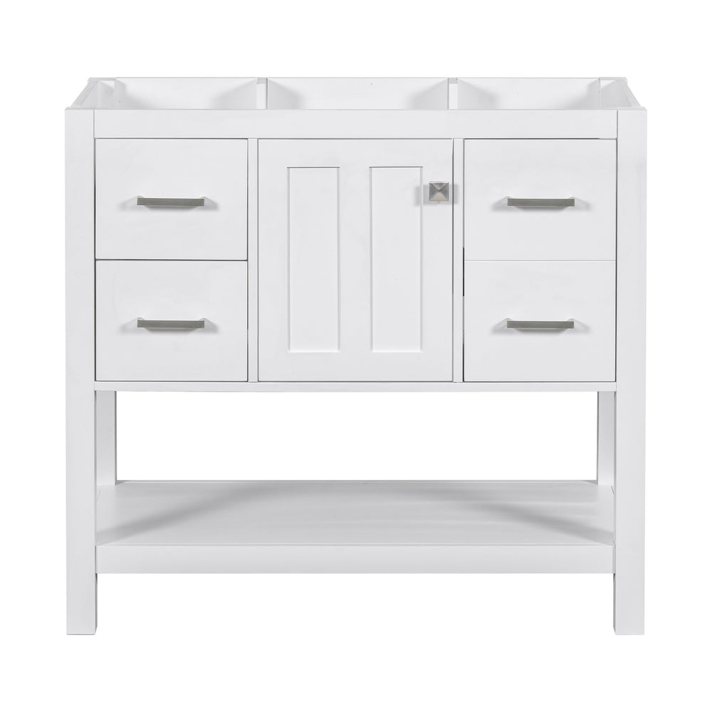 English Elm [cabinet Only] 36 Inch White Bathroom Vanity Oak Build with Usb Port and Open Shelf WF306444AAK
