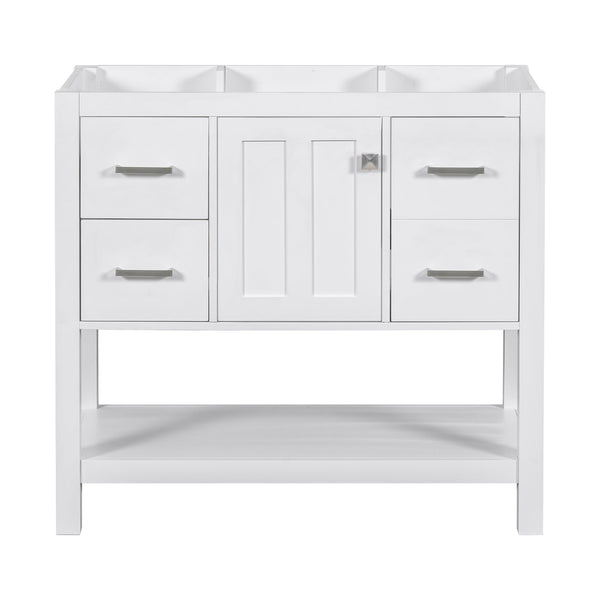 English Elm [cabinet Only] 36 Inch White Bathroom Vanity Oak Build with Usb Port and Open Shelf WF306444AAK