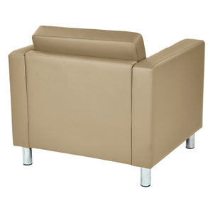 OSP Home Furnishings Pacific Club Armchair in Faux Leather with Chrome Legs for Modern Living Spaces Buff PAC51-R104