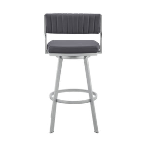 English Elm Orlen 30" Swivel Slate Gray Faux Leather Bar Stool with 4-Leg Base, Ring Footrest, 250 lb Capacity B2736P268606