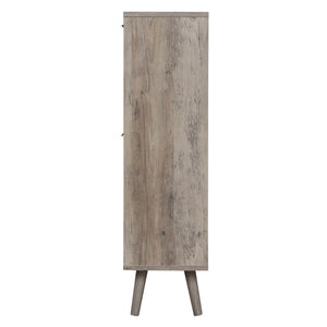 English Elm 4 Door Rattan Shoe Cabinet with Pine Legs Slim Entryway Storage Modern Style W688P173281