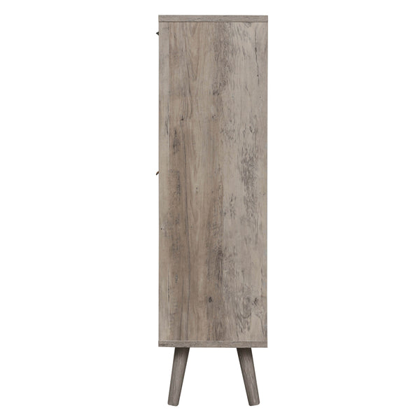 English Elm 4 Door Rattan Shoe Cabinet with Pine Legs Slim Entryway Storage Modern Style W688P173281