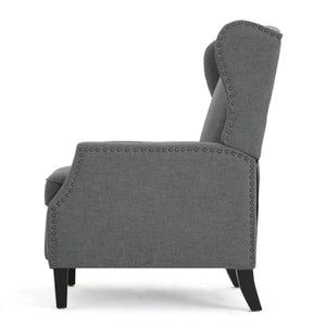 English Elm Christopher Knight Home® - Pushback Recliner Chair with Nailhead Trim and Wingback Design, Plush Fabric Comfort for Living Rooms Charcoal 60760.00CCL