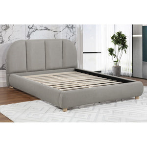 English Elm Modern/Contemporary Queen Platform Bed Upholstered in Soft Burlap Fabric, Low-Profile Plywood Frame, Sturdy Support Light Tan 83 L x 11 W x 11.5 H B011S01951