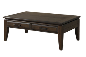 English Elm Mahogany Solid Wood Traditional Cocktail Table with Two Storage Drawers and Dark Finish for Living Room Mahogany 53.5 L x 34 W x 10 H B2699P242845