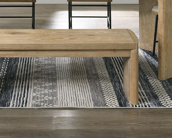 English Elm 1pc Upholstery Bench with Soft Rounded Corners, Light Finish, Upholstered Seat, Contemporary Dining Appeal Oak 52 L x 19 W x 10 H B011P366729