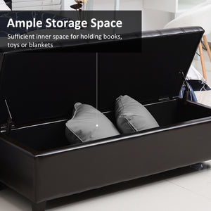 English Elm HOMCOM Tufted 51" Storage Ottoman Bench with Lift Top and Soft-Close Lid, Padded Seat for Living Room Brown W2225P217745