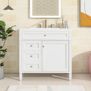English Elm 36'' Modern Bathroom Vanity With Ceramic Sink, Soft-Close Drawers, Ample Storage & Elegant Design N710P230246K