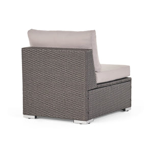 English Elm Christopher Knight Home® - SANTA Rosa Armless Outdoor Chair with Aluminum Frame, Water-Resistant Cushion, Wicker Design, 33"D x 25"W Grey+Silver 57466.00ALUGRY