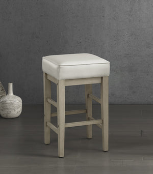 English Elm Transitional Faux Leather Pub Height Stool Set of 2 with Antiqued Wood Frame, 29" Seat, Versatile Design White 31.75 L x 17 W x 13 H B011P232132