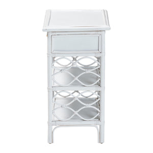 English Elm Bohemian Woven Rattan Nightstand with Geometric Drawer for Organic Bedroom Styling B2750P467859