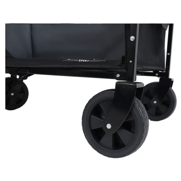 English Elm All-in-one Folding Camping Wagon with Bench Seating Storage and Pet Tether Outdoor Black+ Gray W2932P312713