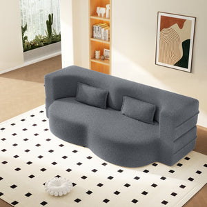 English Elm Modern Corduroy Floor Sofa Foldable Twin Sleeper Foam Filled for Compact Living Spaces Dark Grey W1885P435357
