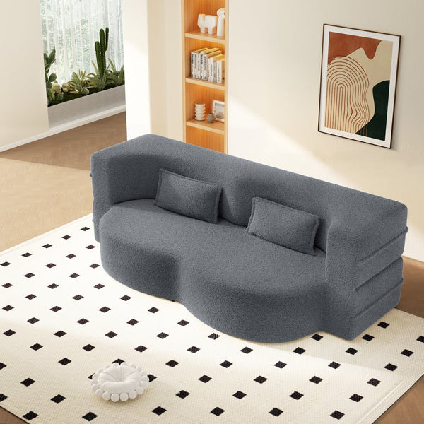 English Elm Modern Corduroy Floor Sofa Foldable Twin Sleeper Foam Filled for Compact Living Spaces Dark Grey W1885P435357
