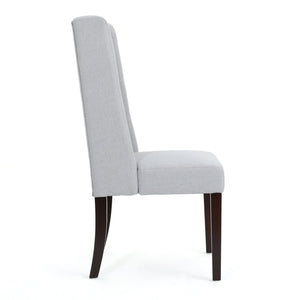 English Elm Dining Chair Set of Two Wingback Button Tufted High Back Birch Leg Upholstered Light Grey 61539.00LGRY