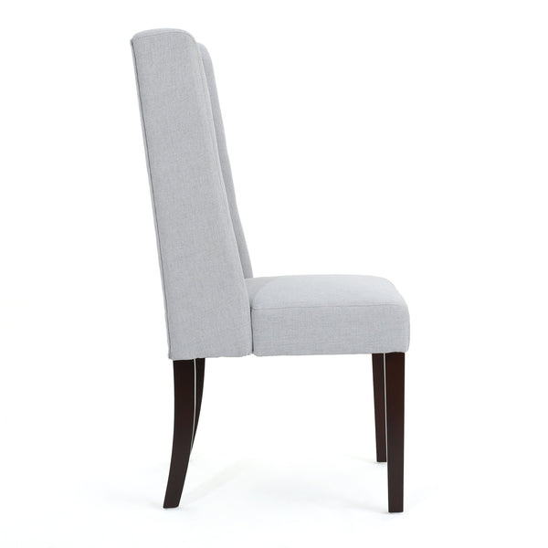 English Elm Dining Chair Set of Two Wingback Button Tufted High Back Birch Leg Upholstered Light Grey 61539.00LGRY