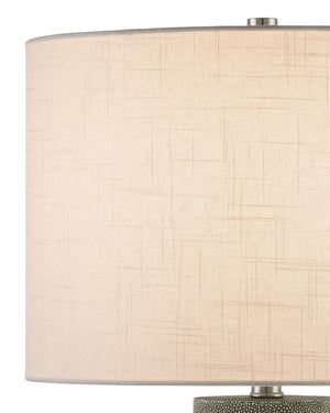 Currey & Company Lofitt Table Lamp - Luxe Faux Gray Shagreen Design With Crystal Accents And Woven Linen Shade, 30" Tall Gray Faux Shagreen ,Crystal 6000-1034-currey-company