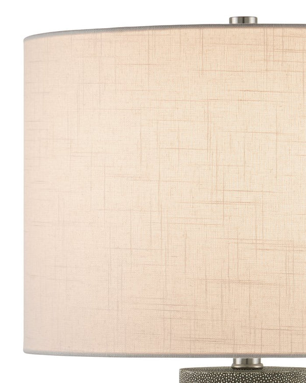 Currey & Company Lofitt Table Lamp - Luxe Faux Gray Shagreen Design With Crystal Accents And Woven Linen Shade, 30" Tall Gray Faux Shagreen ,Crystal 6000-1034-currey-company