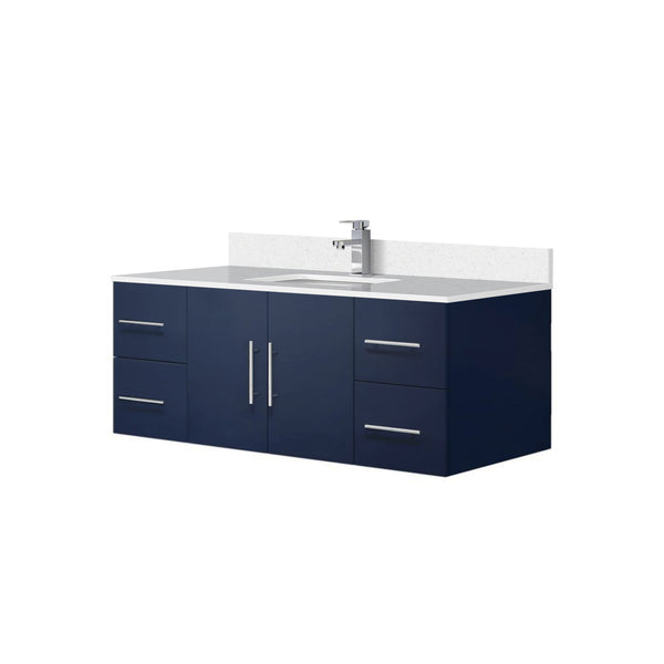 English Elm Navy 48" Bath Vanity with Cultured Marble Top, Soft-Close Drawers, Faucet Set, Ample Storage, Chrome B2731P258654