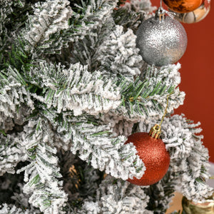 English Elm Homcom 9Ft Slim Snow-Flocked Pine Christmas Tree With Realistic Branches & Easy Setup For Tight Spaces W2225P229295