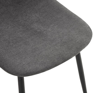 English Elm Table Set: Minimalist Retro Dining Table With Textured Top & 4 Soft Chairs, Black Metal Legs W1151S03836-GIGA