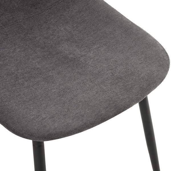 English Elm Table Set: Minimalist Retro Dining Table With Textured Top & 4 Soft Chairs, Black Metal Legs W1151S03836-GIGA