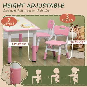 English Elm Qaba Kids Table And Chair Set - 5-Piece Adjustable Height Toddler Furniture For Play & Learning Fun W2225P229599-GIGA