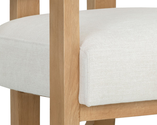 Sunpan Madrone Lounge Chair - Luxurious Top Grain Leather and Stunning Curved Oak Frame for Elegant Spaces Rustic Oak / Heather Ivory Tweed