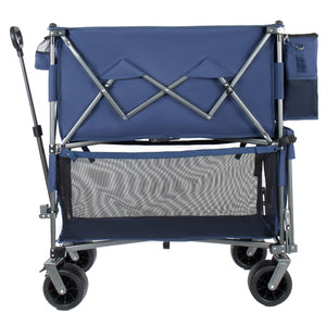 English Elm 55" Double Decker Collapsible Wagon 560lb Capacity Alloy Steel Frame All-terrain Wheels Dark Blue W2932P405186