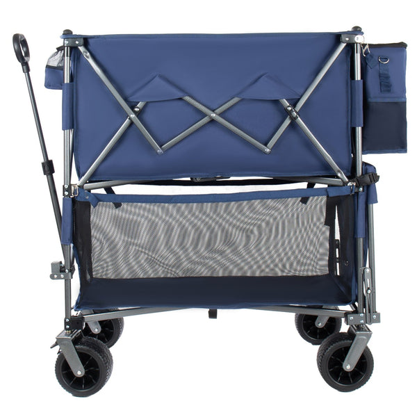 English Elm 55" Double Decker Collapsible Wagon 560lb Capacity Alloy Steel Frame All-terrain Wheels Dark Blue W2932P405186