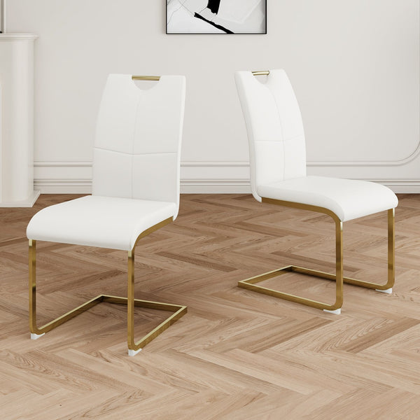 English Elm Modern Faux Leather Dining Side Chairs with Chrome Legs Ergonomic Set of 2 W210127292