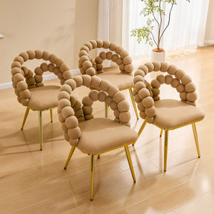 English Elm Modern Velvet Bubble Back Dining Accent Chair Set Glam Sculpted Upholstered Seating Brown,Gold W3875P446131